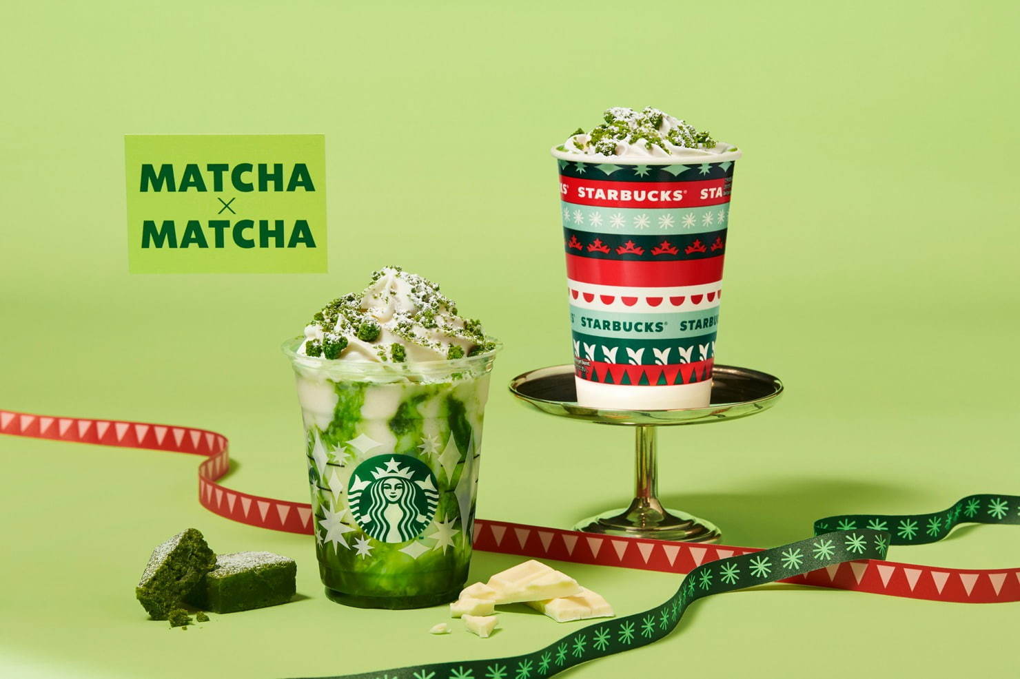【Starbucks Coffee】ホリデービバレッジ第2弾。抹茶とホワイトチョコレートのハーモニーが贅沢な 『抹茶×抹茶 ホワイト チョコレート フラペチーノ®』を11月25日（水）より発売。