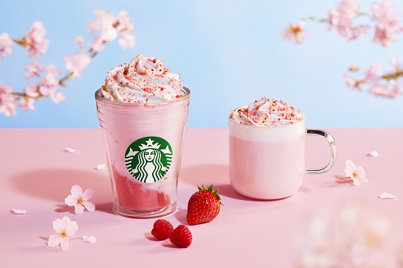 【Starbucks Coffee】さくらの風味に2種類のベリーの甘酸っぱさがアクセントの『さくらふわり ベリー フラペチーノ®』が登場。
